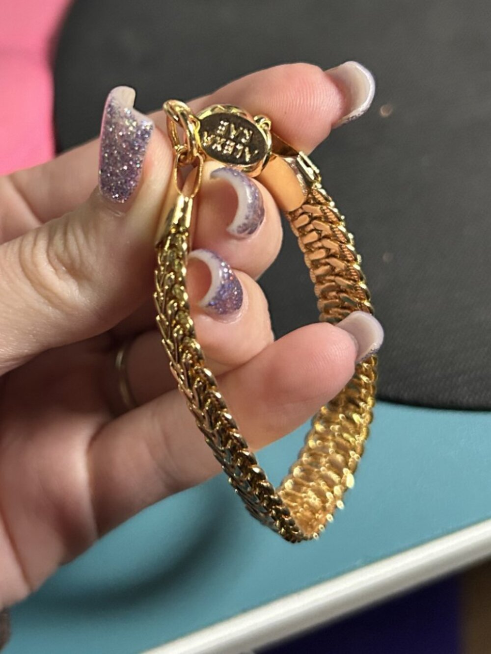 Alexa Rae x Melania Clara Gold Mesh Wheat Link Bracelet Magnetic Clasp - Picture 3 of 6